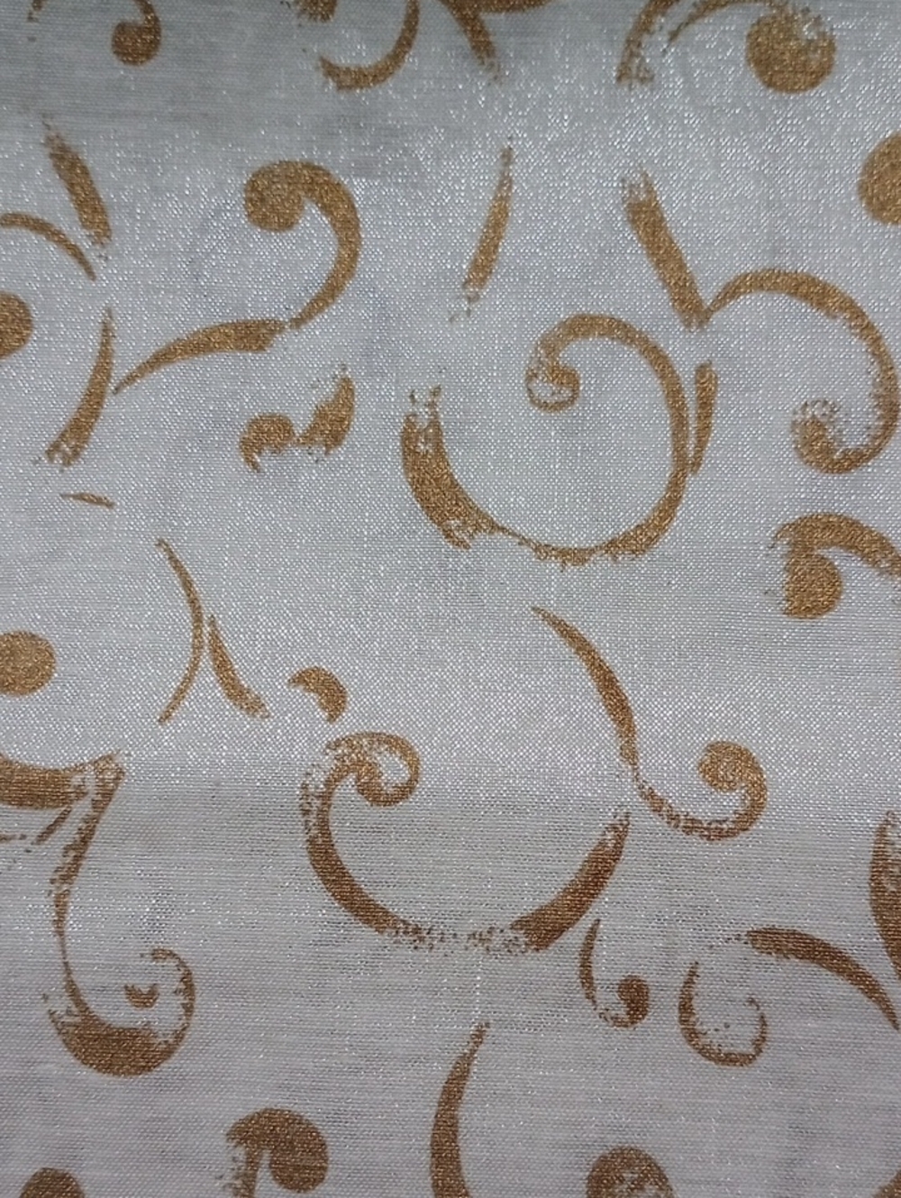 White and Gold Swirl Sparkle Holiday Decor Fabric Cotton & Lurex 1 Yard By 36"